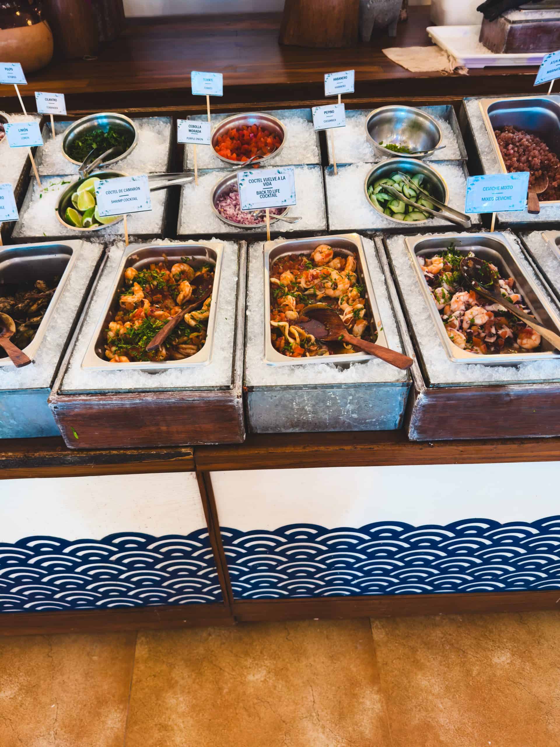 Fresh ceviche bar at Maroma Beach