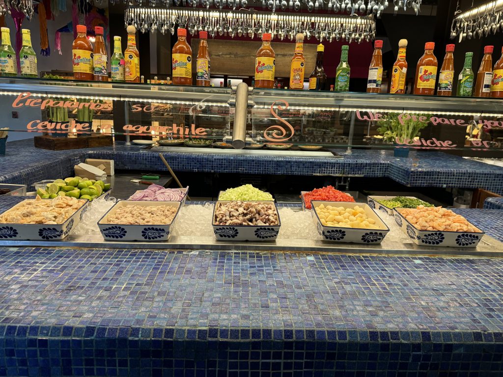 Fresh ceviche station at the Hotel Xcaret Mexico buffet